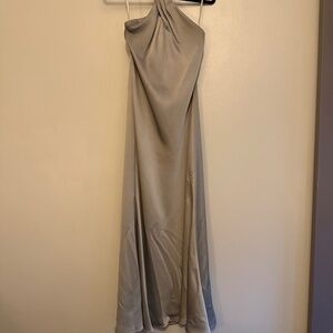 Anthropologie BHLDN Ruby Twist Halter Satin Gown in Moss